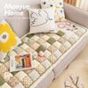 Pure Cotton Simple Sofa Mat Retro Checkered Floral Pattern Couch Cushion Four Seasons Universal Anti Slip Thickening Couch Cover