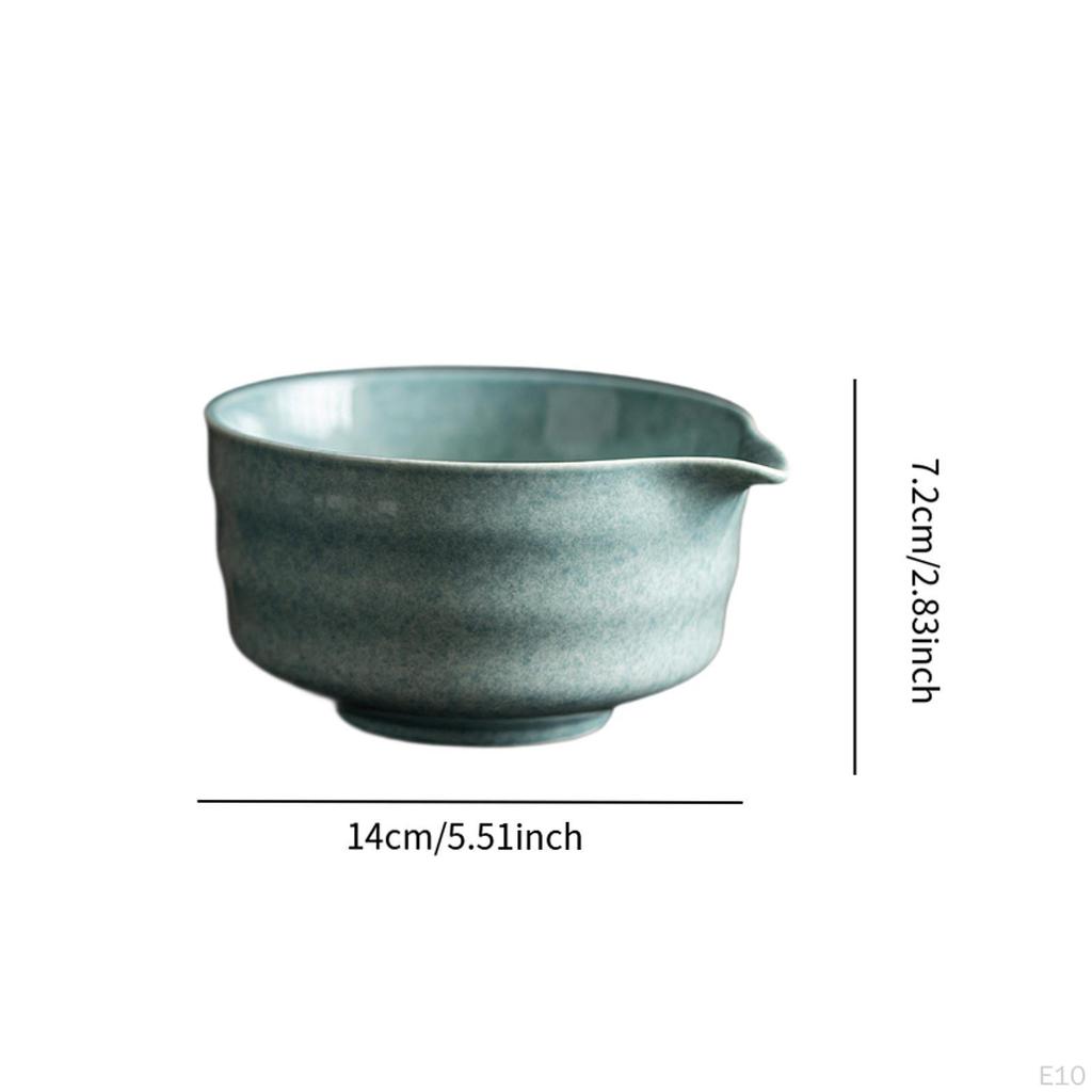 Ceramic Green Tea Bowl 500ml 14x12.6x7.2cm Lightweight for Friends Lovers Multifunctional