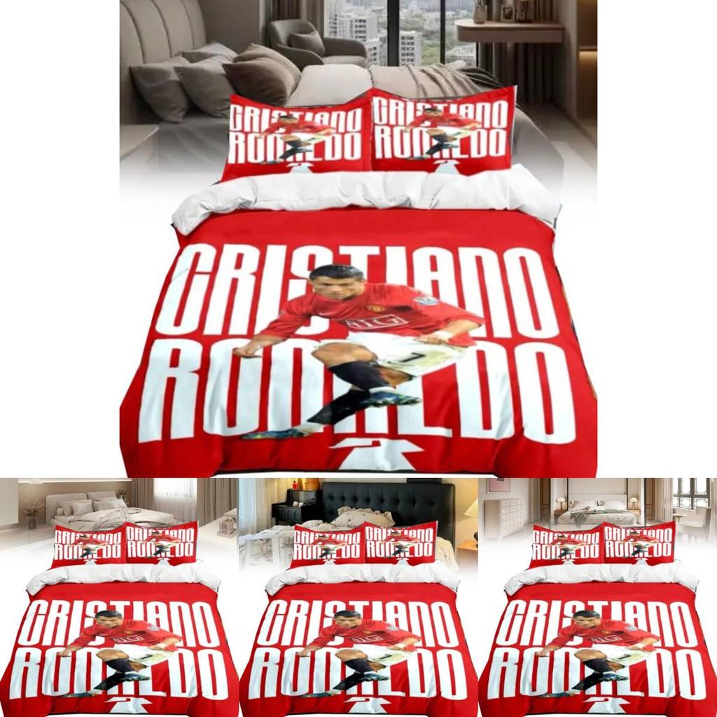 Комплект постельного белья с пододеяльником Cristiano Ronaldo из мягкого материала для комнаты мальчиков и девочек