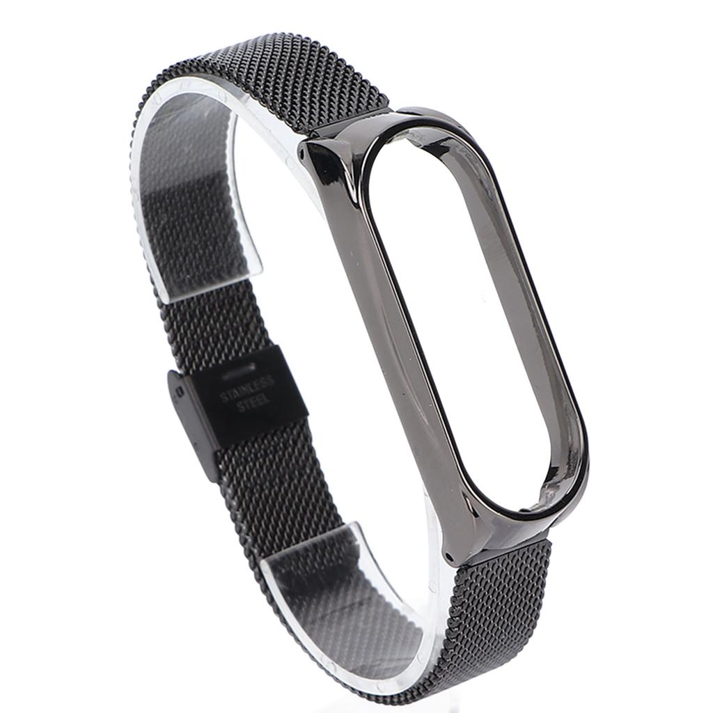 Metal Band Compatible for Xiaomi Mi Band 6 Smartwatch Replacement Steel Strap Bracelet Wristband AccessoriesBlack