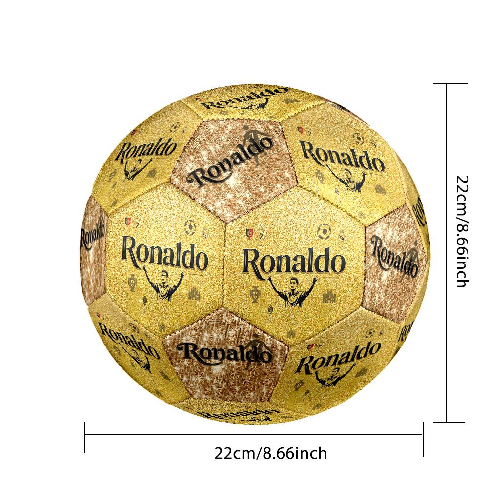 Ronaldo's Golden Ronaldo Celebration Soccer Ball Size 5 Football Machine-Stitched Indoor/Outdoor Training and Matches Sports Enthusiast Gifts