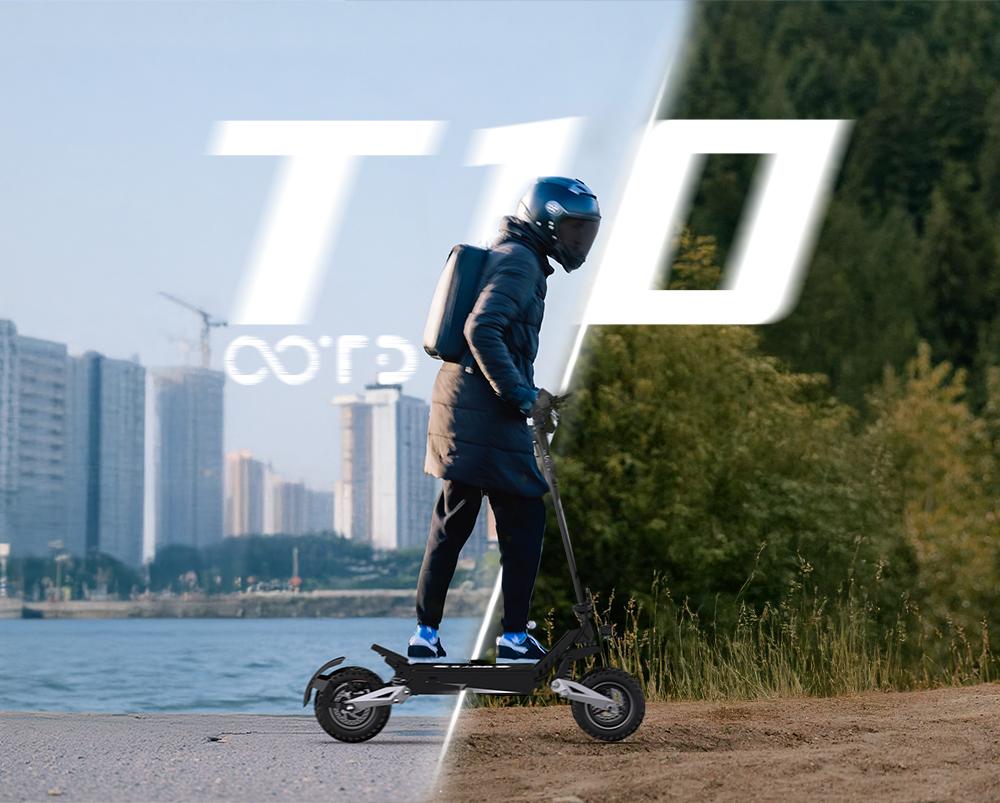 OOTD T10 Electric Scooter, 11-inch Tires, 500W Motor, 25 km/h Top Speed, 48V 13.5Ah Battery, Approximately 45 km Range, Foldable. Black.