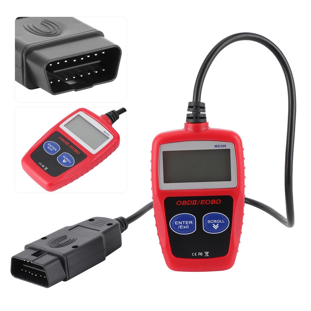Диагностический сканер двигателя автомобиля OBD2 Детектор неисправностей ЖК-экран с подсветкой Автомобильный инструмент MS309