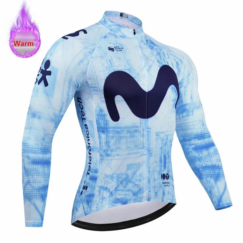 Movistar Pro Winter Cycling Set Thermal Fleece Bicycle Clothing Long Sleeve Jersey Road Bike Clothes Ropa Ciclismo MTB Uniform