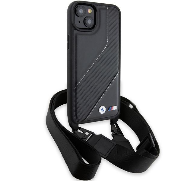 Bmw Bmhcp15S23Pscck Iphone 15 / 14 / 13 Czarny/Black Hardcase M Edition Carbon Stripe & Strap