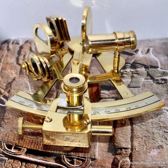 Solid Brass Sextant Nautical Working Instrument Astrolabe Ships Maritime Gift