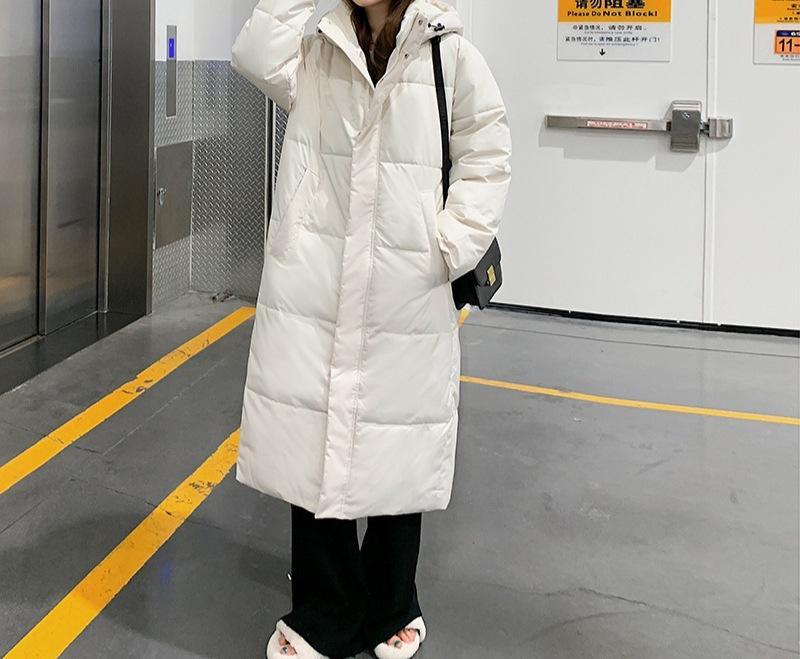 Winter new fashion trend loose casual solid color simple long thickened warm cotton jacket