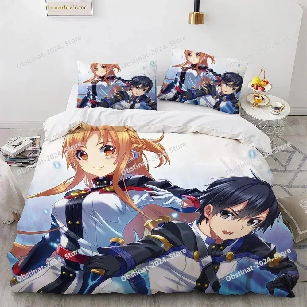 Постельное белье Sword Art Online Печатное одиночное одеяло Покрывало Пододеяльник Наволочка Наборы из 3 предметов Детский Взрослый Размер