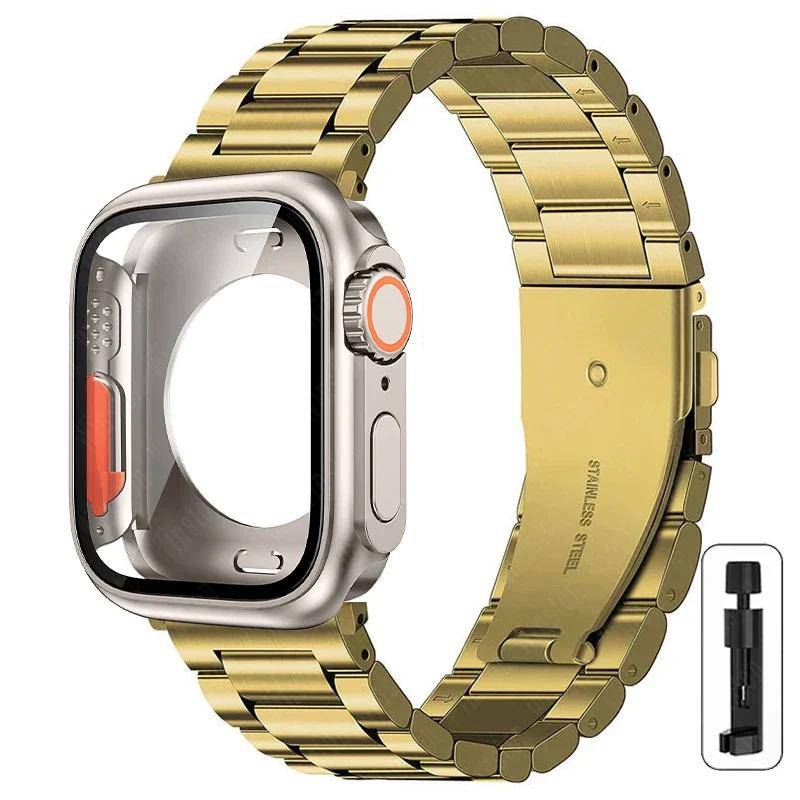 Сменить на Ультра Кейс+Ремешок для Apple Watch 40 мм 44 мм 41 мм 45 мм Металлический Ремешок из Нержавеющей Стали для iWatch Серии Серии 98 7 6 SE 5 4