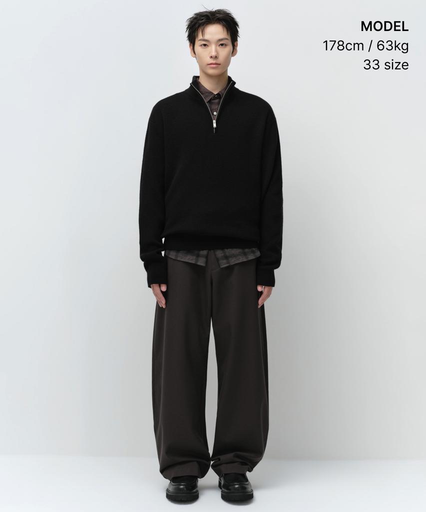 MUSINSA STANDARD Whipcord Curved Hidden Banding Slacks [Dark Brown]