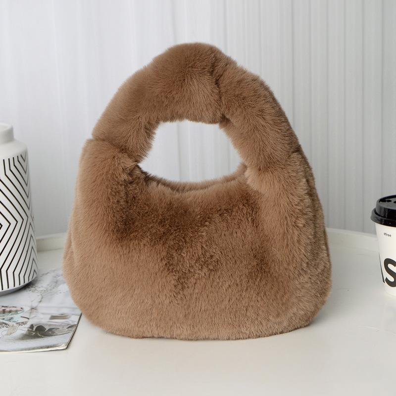 Simple Autumn and Winter Underarm Dumpling Bag Women's Bag Fashion Handbag Messenger Bag Plush Bag