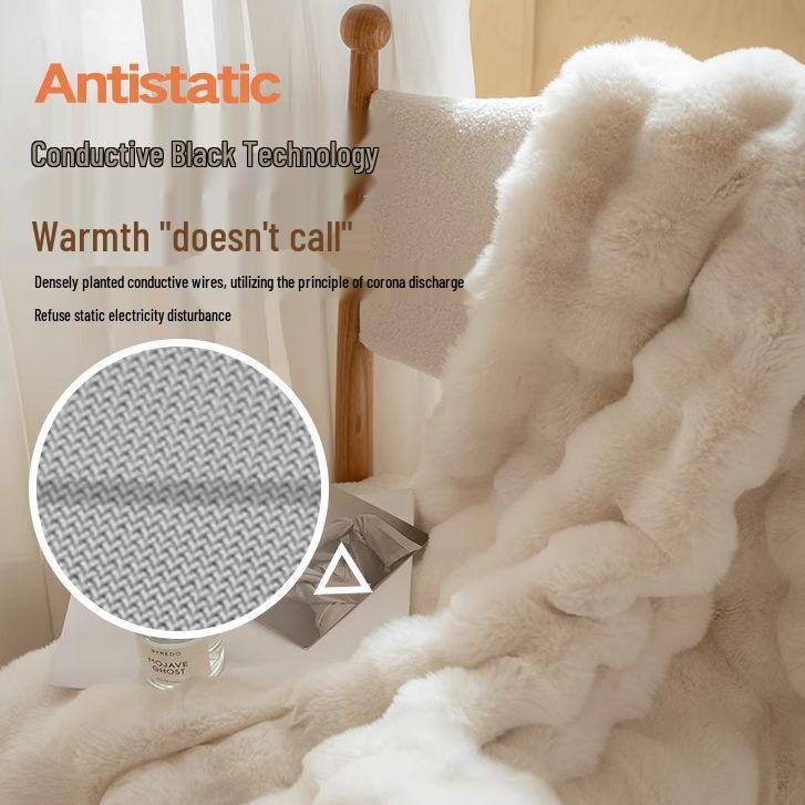 Утолщенное фланелевое зимнее одеяло: Шаль из кроличьего меха, кораллового флиса для офисного сна, кондиционирования воздуха и использования на диване
