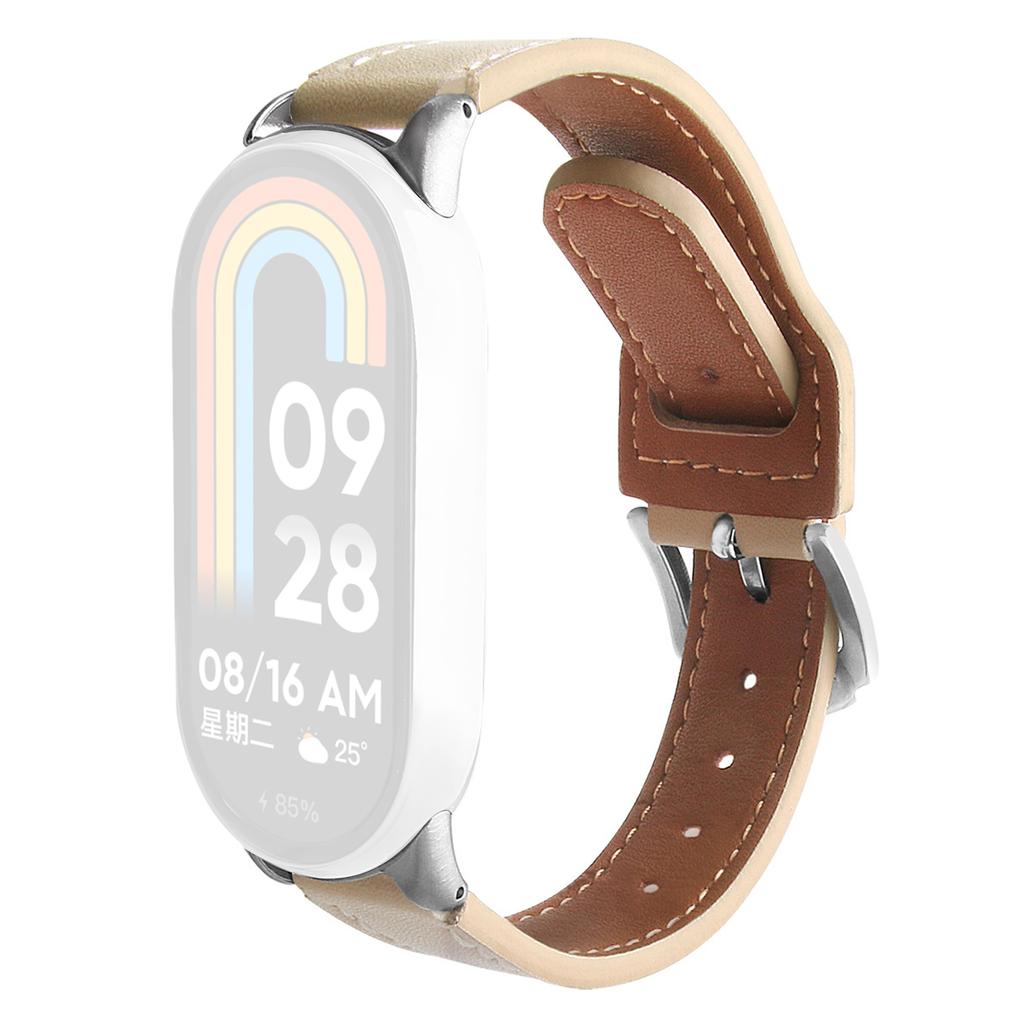 Ремешок для часов Xiaomi Smart Band 9 NFC/9/8 NFC/8 из микрофибры с кожаным ремешком и серебряной пряжкой