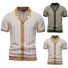 Men's Casual Business Striped Short Sleeve Single Breasted Short Sleeve Shirt