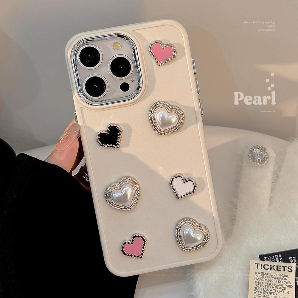 Sweet Love Pearl 17promax Apple 15 Mobile Phone Case Iphone13 Three Dimensional Gem 11 Suitable for 16 Soft Set
