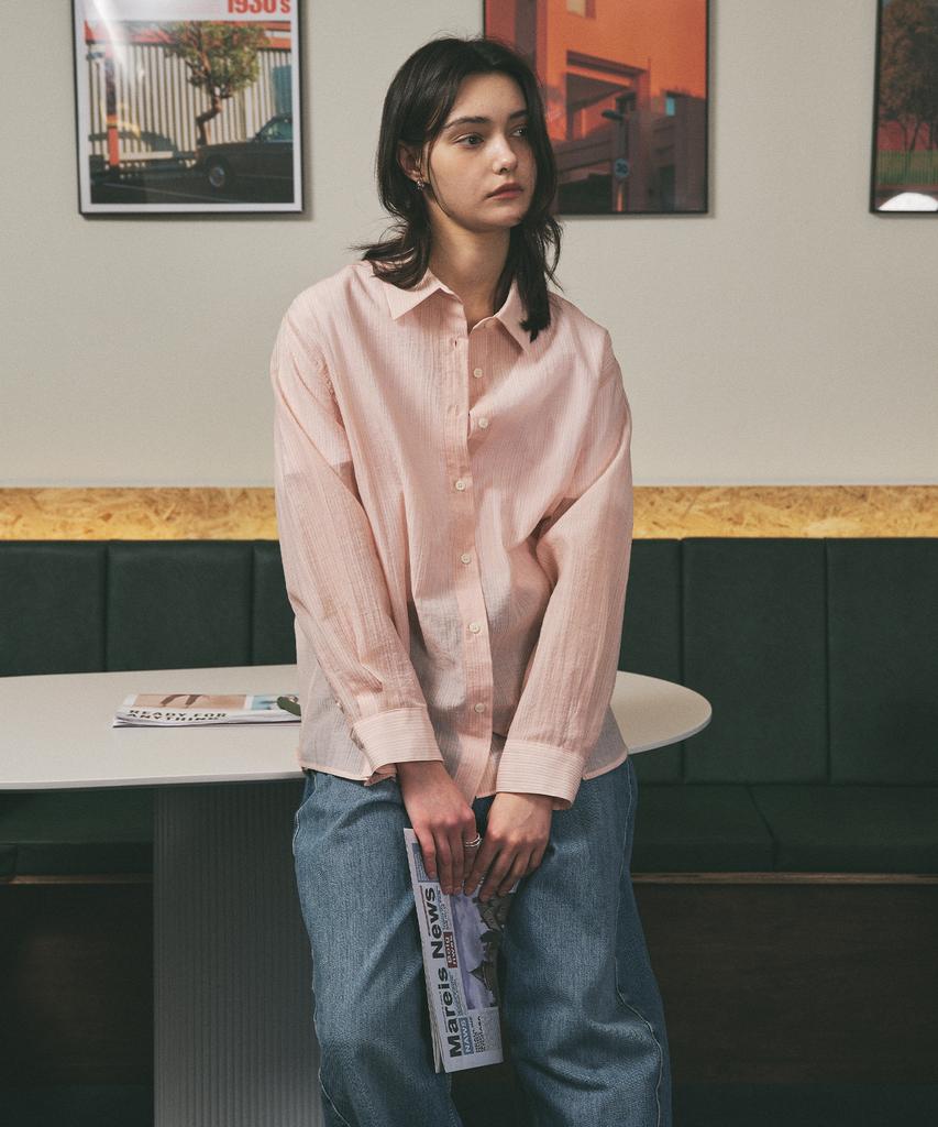 ROIROI Striped Sheer Shirt - Pink