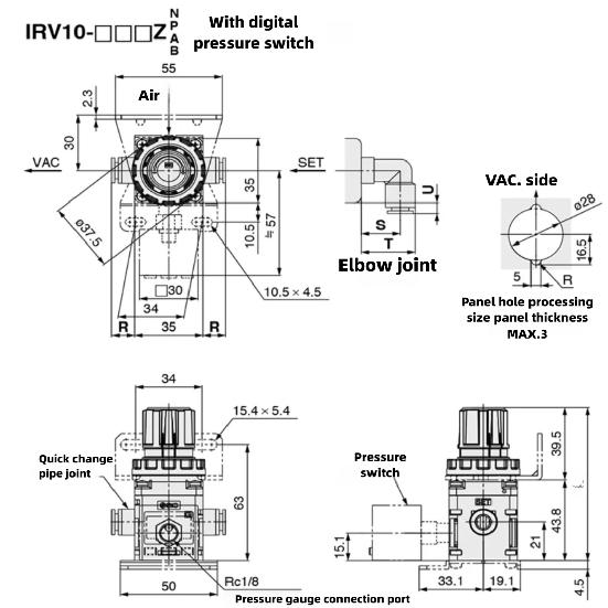 Vacuum negative pressure regulator valve reducing valve pumping regulator valve IRV10-C06 IRV20-C08 C10 LC08 car Pressure Regulators 5