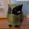 Modern Classy Lucky Owl Resin Art Figure Showpiece (Pack of 1, Black and Golden)