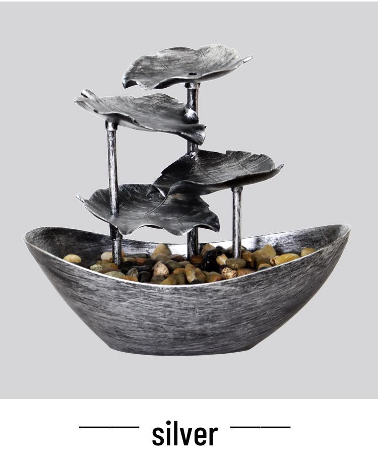 LED Lotus Leaf Water Fountain Ornament with Night Light for Home Décor