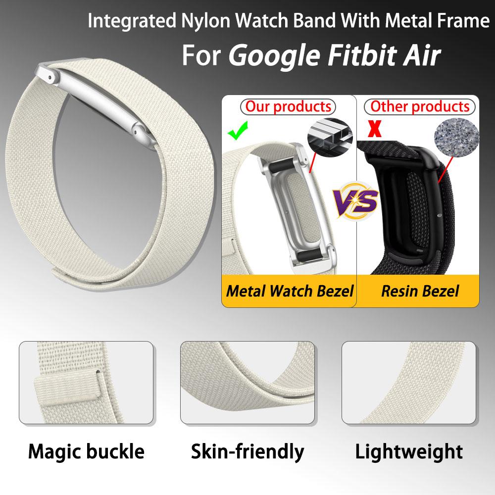 2 шт. Официальный нейлоновый браслет в тон для Google Fitbit Air, металлический ободок для часов, волшебная пряжка, легкий дышащий ремешок