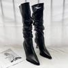 Модные зимние женские высокие сапоги Модные сапоги с острым носком и шпилькой Длинные сапоги Элегантные женские сапоги до колена Обувь Botas De Mujer