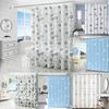 Geometric Leaf Pattern Peva Shower Curtain Waterproof Moldproof Divider Bathroom