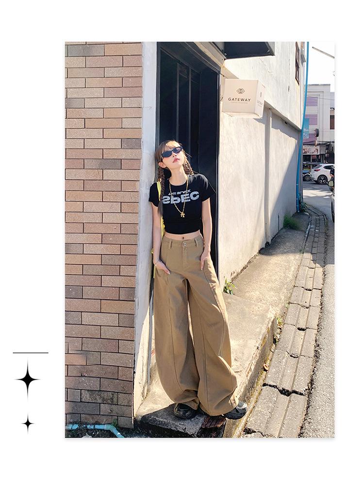 Женские джинсы American Khaki Wide-Leg High Waist Jeans - весна-лето 2025 года, утягивающие, свободный крой