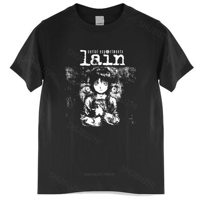 Новое поступление, мужская футболка Serial Experiments Lain, мужская хлопковая футболка Harajuku Japan Manga Iwakura, футболки Homme, черная футболка