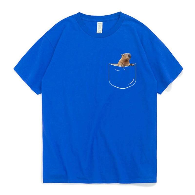 2026 Funny Pocket Capybara T Shirt Anime Graphic T Shirts Men and Women 100% Cotton Casual O-Neck Tees Oversize Streetwear T-shirt