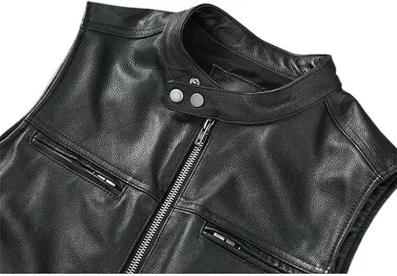 Настоящая ручная работа Натуральная овчина Новый мужской черный жилет Кожаное стильное классическое пальто