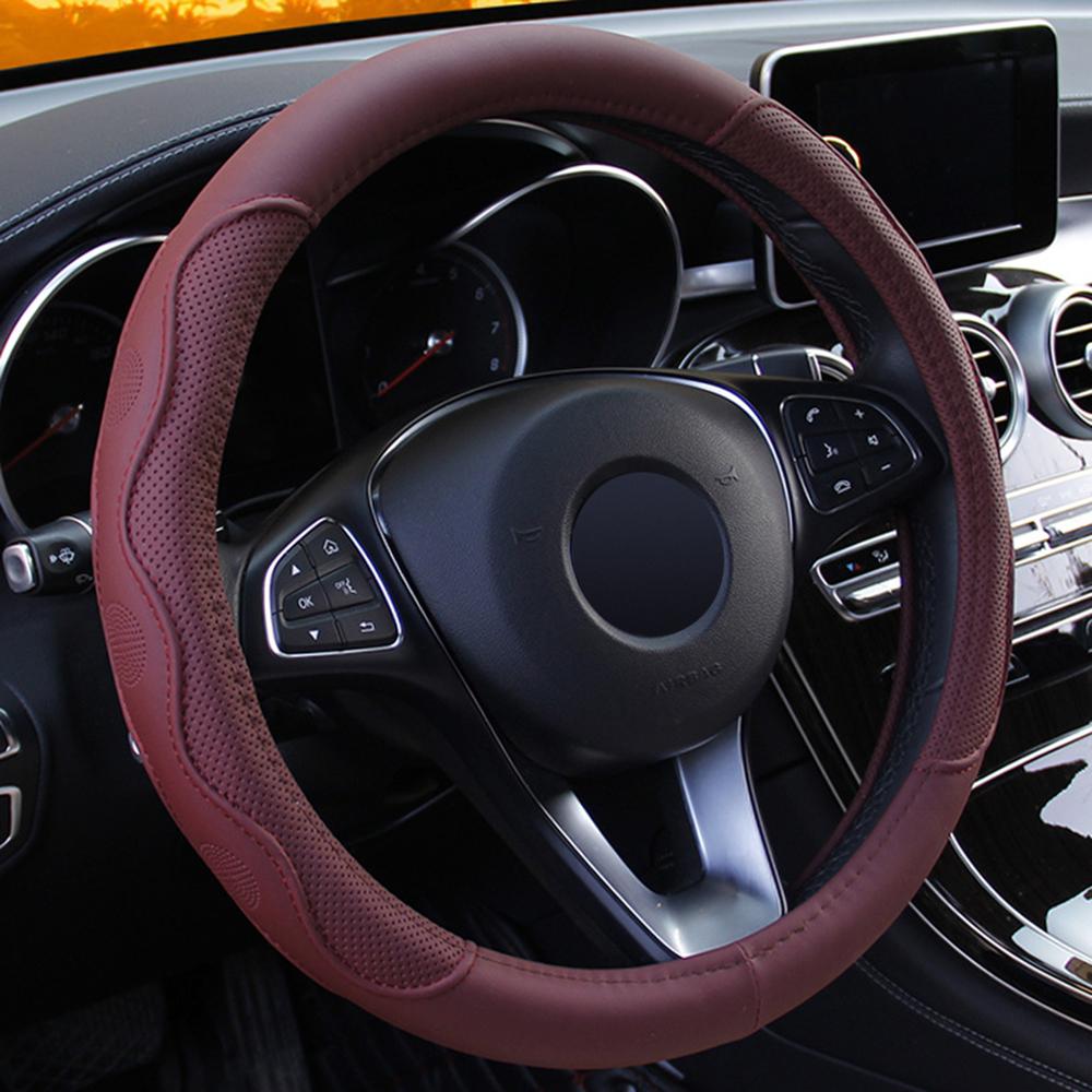 37-39 см чехол на руль автомобиля нескользящий чехол на руль автомобиля противоскользящий тисненый кожаный автомобильный стиль аксессуары для автомобиля