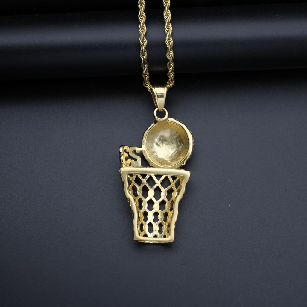 Новые хип-хоп спортивные модные ювелирные изделия с бриллиантами в виде баскетбольной сетки с подвеской на ожерелье