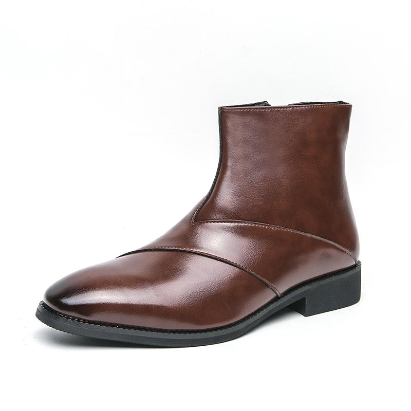 Fashion Men High Top Platform Casual Leather Shoes Man Japan Harajuku Korean Streetwear Fashion Business Wedding Leather Shoes