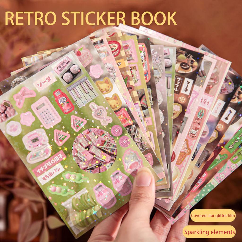 Vintage Flavor House Sticker Book Japanese Retro Style Student Scrapbook Scenery Decals for Journaling DIY Craft Stationery