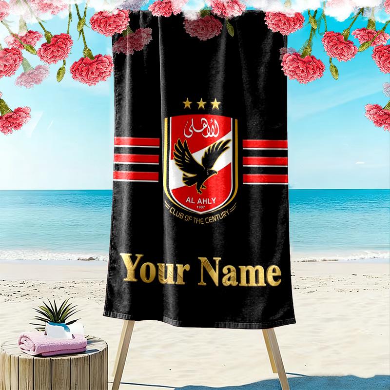 Name Custom Al Ahly Sporting Print Beach Towel, Large Soft Quick Dry Towel for Beach Camping Swimming