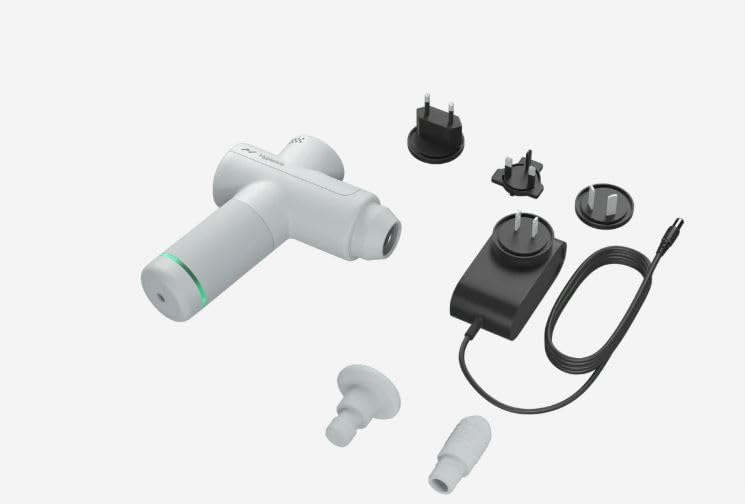Официальный магазин Hyperice Ударное устройство Hypervolt GO2 Arctic Gray 3 уровня вибрации 2 типа насадок Запатентовано (Сильная вибрация)