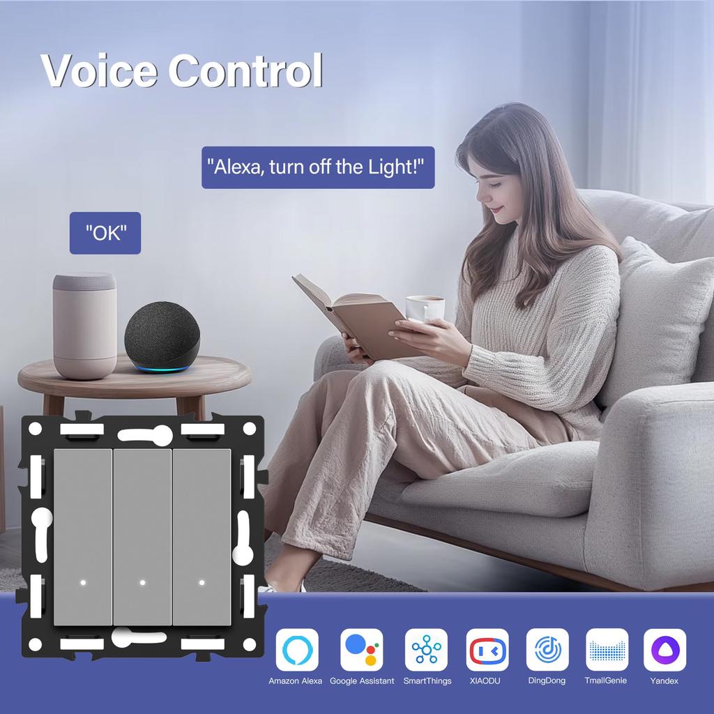 BSEED Zigbee Умные выключатели света Настенные Кнопочные Диммеры EU/FR Розетки USB Type-c DIY Модули Только Пластиковые Рамки