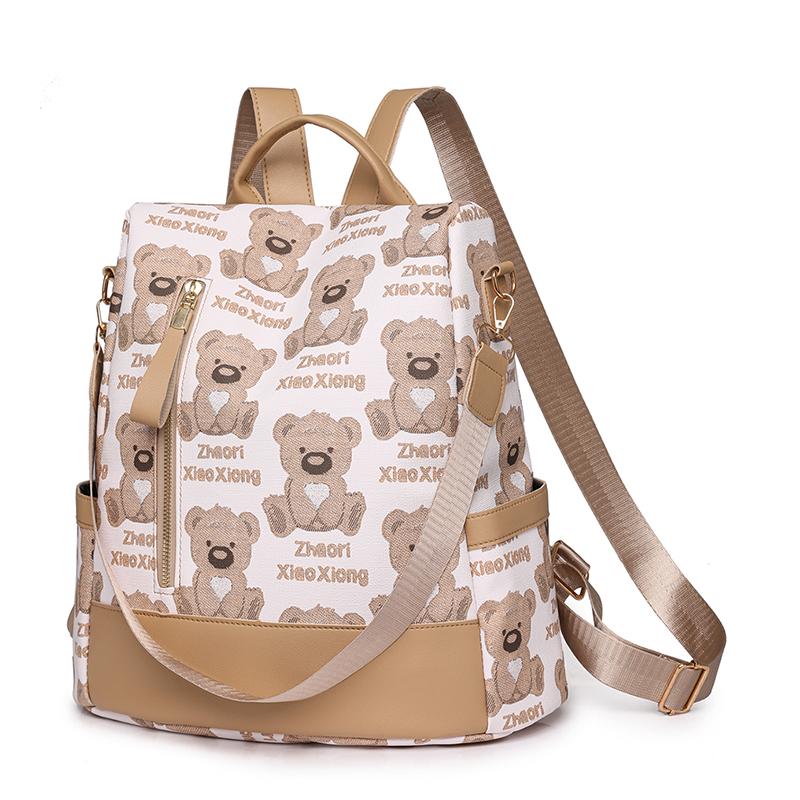 Кожаный рюкзак Женский рюкзак с принтом Дорожная школьная сумка большой емкости