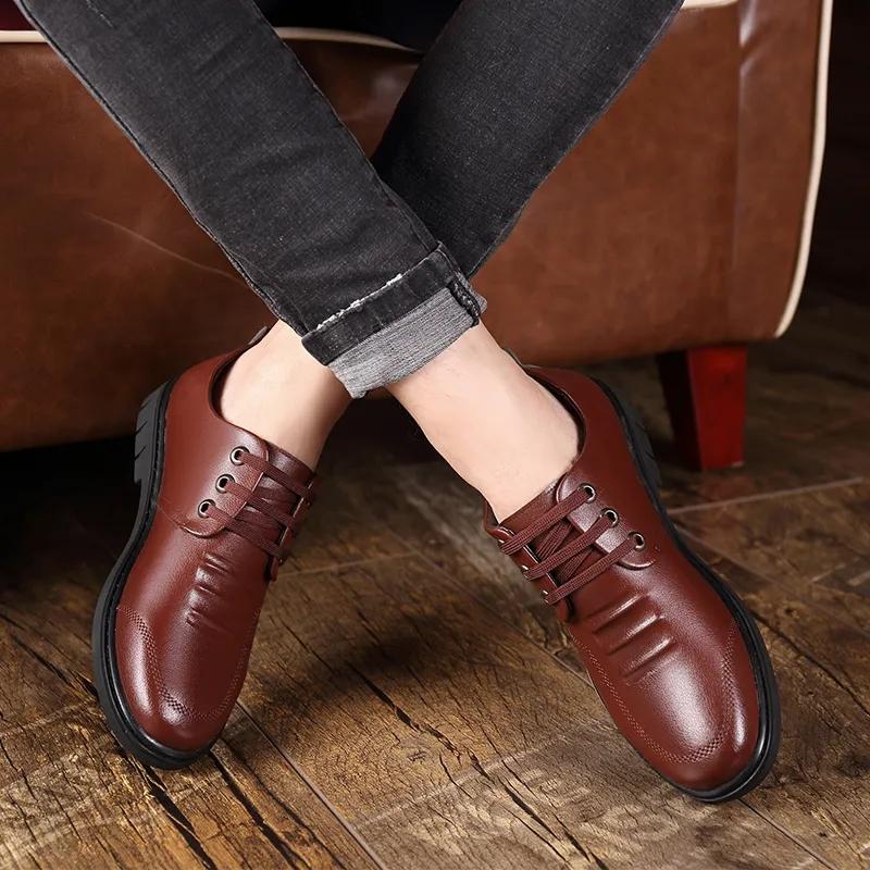 Men's Casual Leather Shoes Business Formal Wedding Shoes Soft Surface Falt Shoes Driving Shoes Non-slip Breathable Winter