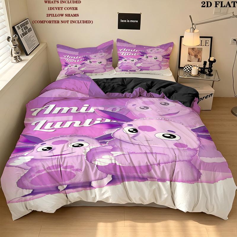 Luntik Bedding Quilt Set Quilt Cover Pillowcase Home Decoration Birthday Gift (1 * duvet cover + 2 * pillowcase, without core)