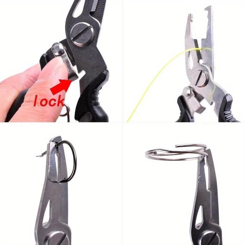 1pc red Multifunction Fishing Tools Accessories for Goods Winter Tackle Pliers Vise Knitting Flies Scissors Braid Set Fish Tongs