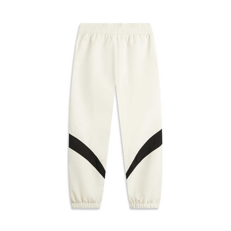 Li Ning Sports Trend Series Color Block Mid Waist Comfortable Breathable Versatile Loose Fit Jogger Knit Pants Men Pants Off-White AYKU166-2