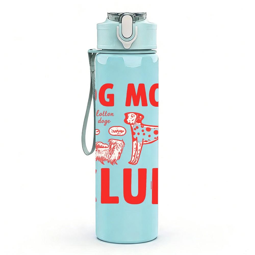 1PC Dog Mom Club Letter Print 750ml Color Plastic Sports Water Bottle Leakproof Flip Straw Lid Suitable for Sports Office Home Use