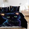 3 шт. Комплект постельного белья «Космический кот» - Включает один пододеяльник и две наволочки (Нет ядра) - Домашний Декор, Праздничный Подарок, Полиэстеровая Ткань, Аниме Ca