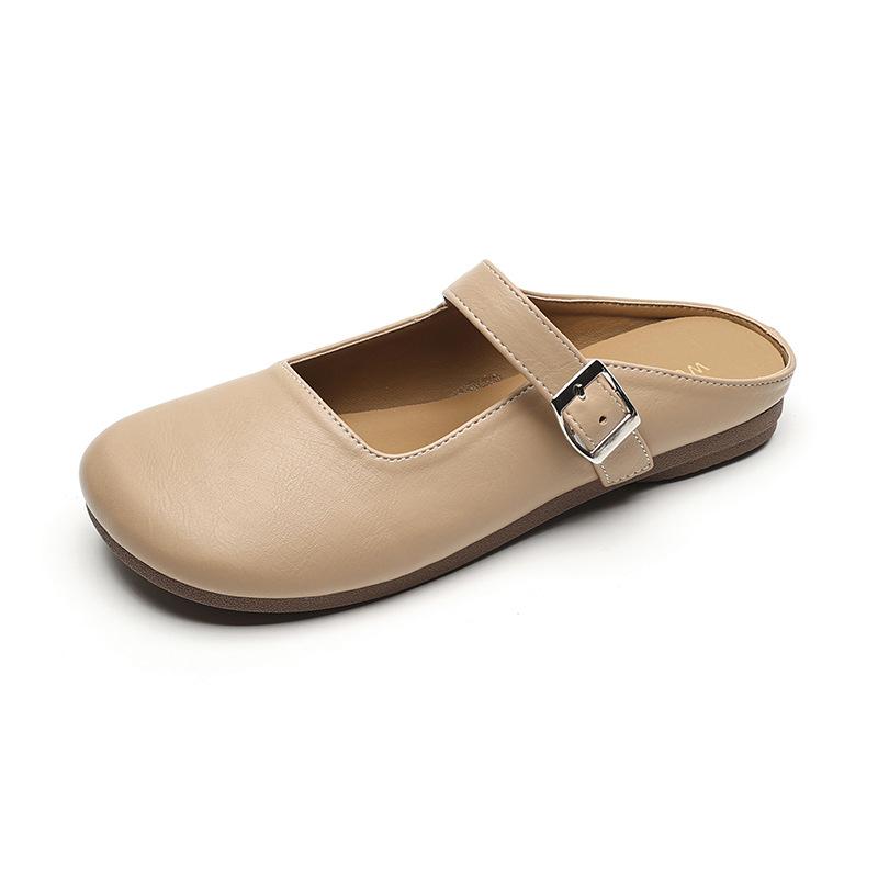 Weiwei Girl 520-2 Баотоу Тапочки Женские Летние Ретро Ленивые На Плоской Подошве Полутапочки Большого Размера