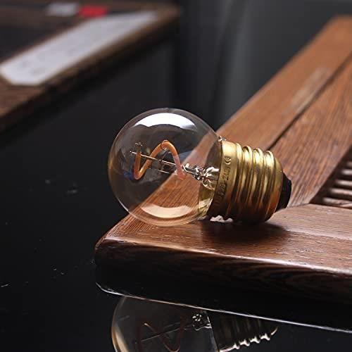 Hcnew g40 e27 led ampoule à filament edison rétro mini globe 1w ampoule à filament en spirale en verre ambre 230v pour guirlandes