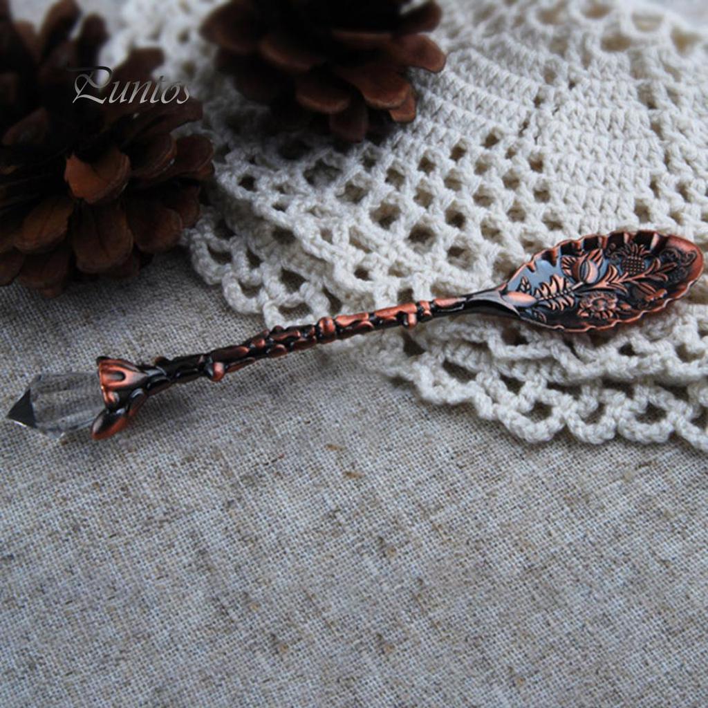 Чистые продукты, винтажная цветочная резьба, чай, кофе, десертная ложка, посуда с длинной хрустальной ручкой