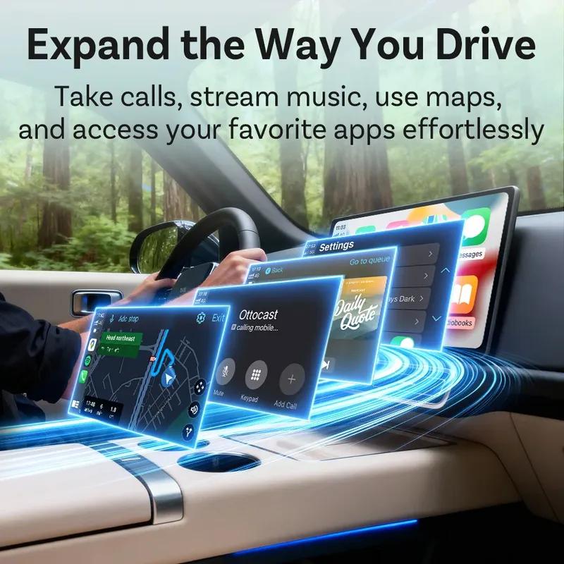 Беспроводной адаптер Ottocast Mini Dot CarPlay Android Auto, USB-донгл, Plug Play, Bluetooth 5.2, Wi-Fi, Автоматическое подключение для 98% автомобилей