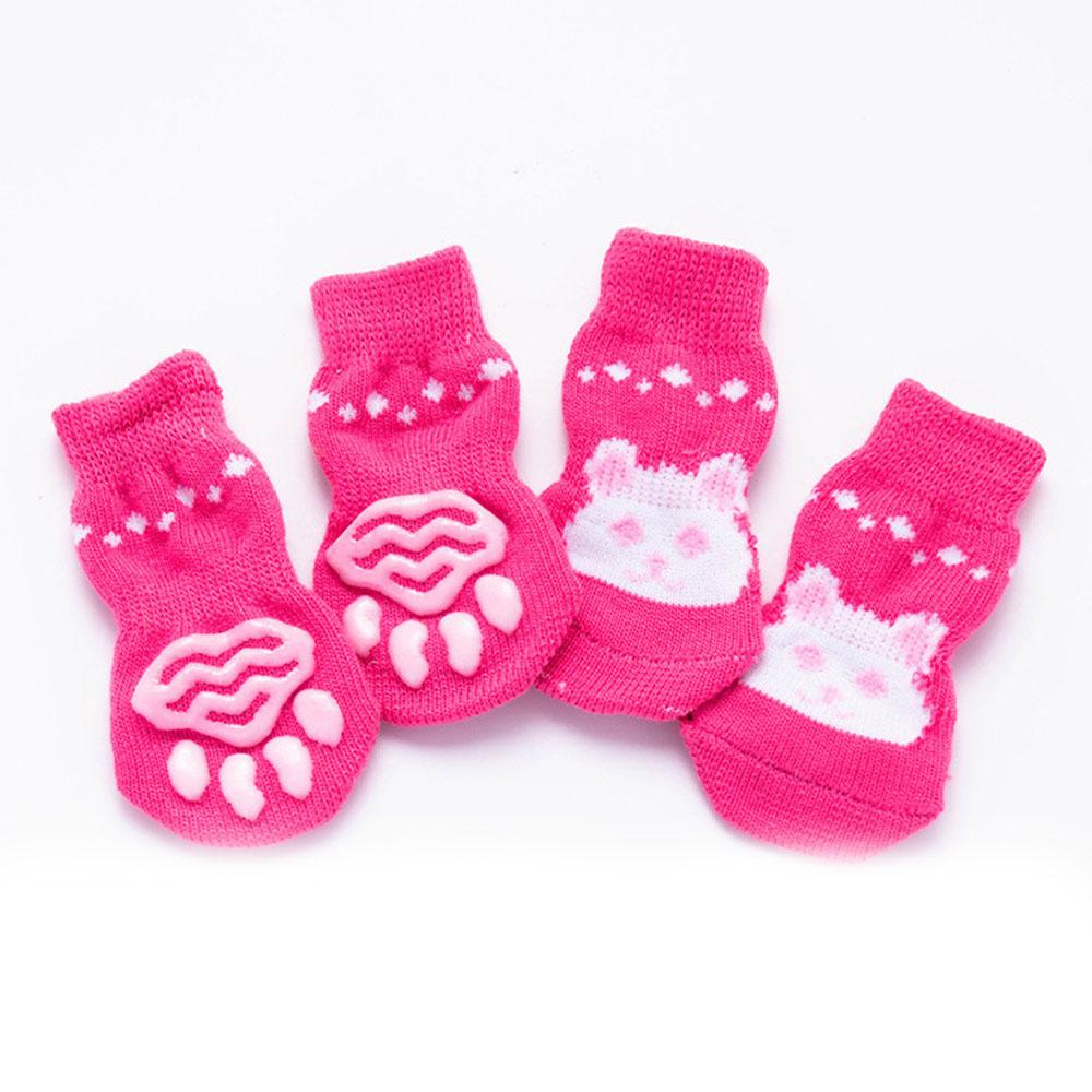 Милые вязаные носки для щенков, хлопковые нескользящие носки для маленьких собак, обувь для кошек на осень-зиму для дома, защита для лап, 4 шт.