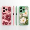 Крутой чехол для телефона из жидкого силикона с цветами и бабочкой для Redmi 12-14 с защитой камеры и бампера